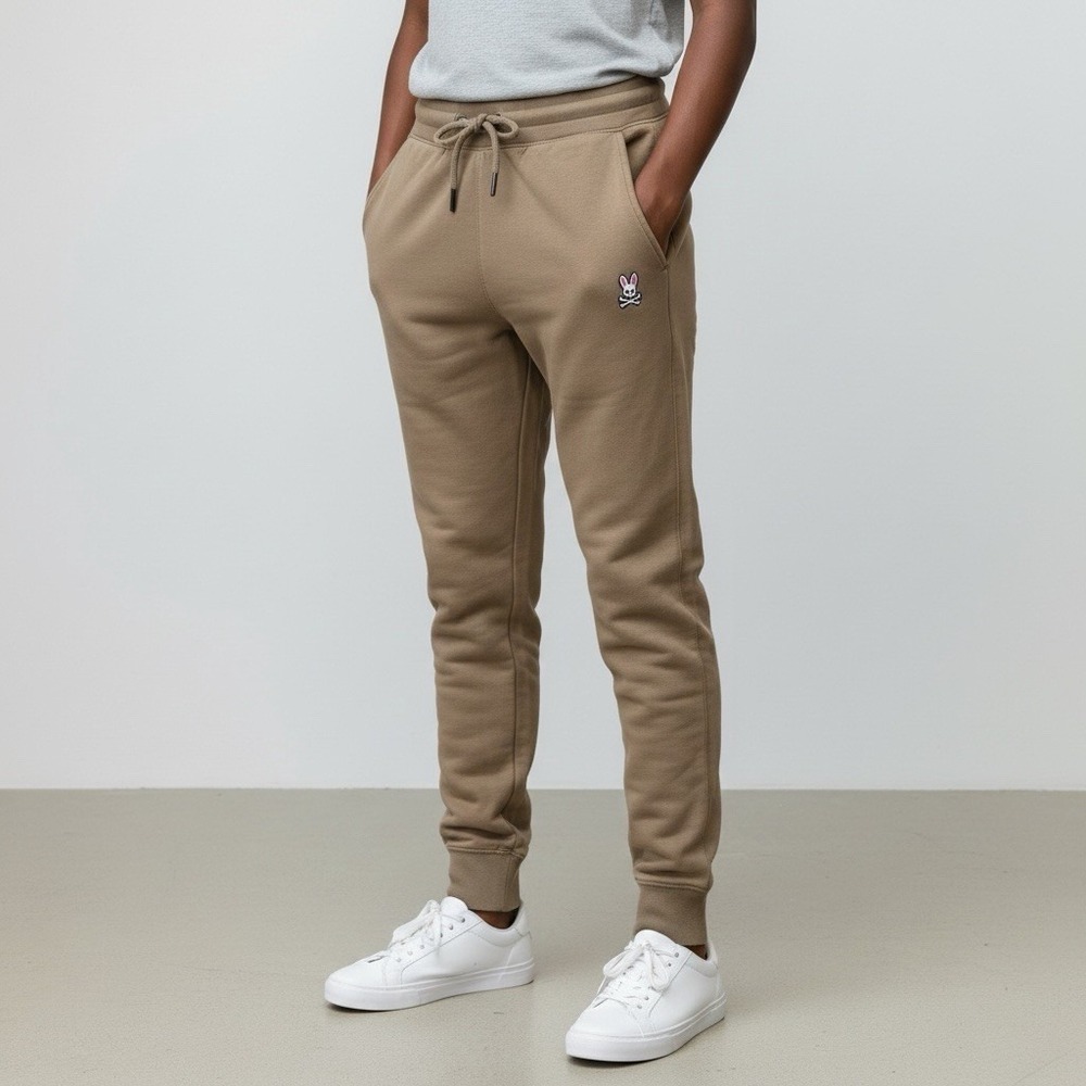 Psycho Bunny Jogger Sweatpants Youth XL‎ Tan Drawstring Logo Boys 28x27